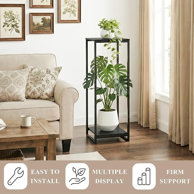 34" Tall Plant Stand Indoor, 2-Tier Modern Plant Shelf, Corner Flower Pot - Image 3