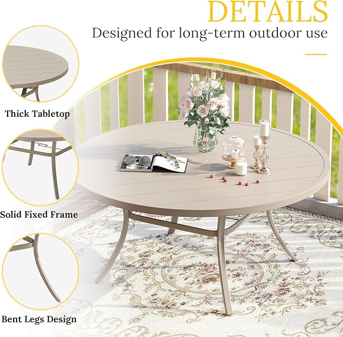 VICLLAX 50" Outdoor Round Patio Table - Image 4