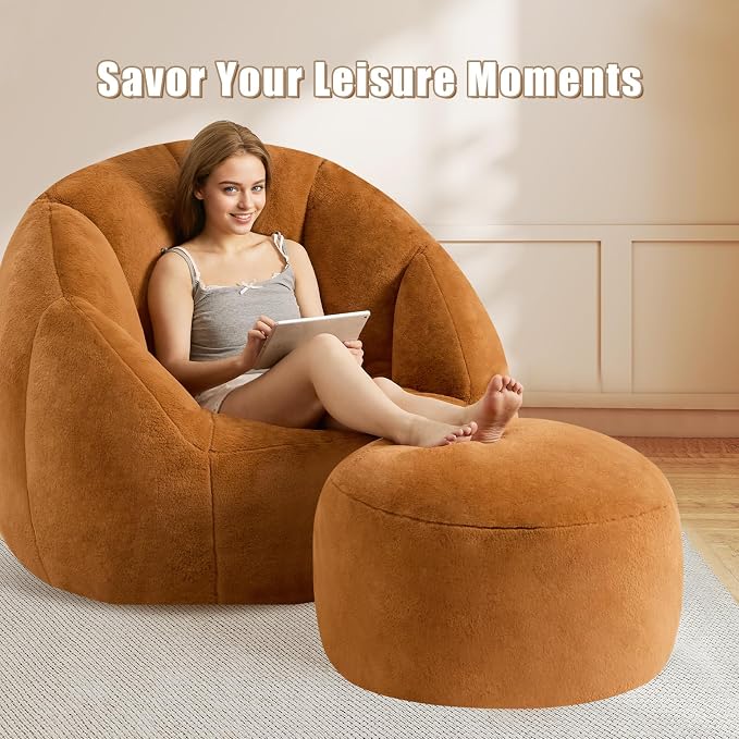 Round Pouf Ottoman Foot Rest, 29 X 18Inch Floor Poufs Footstool, A Round Modern - Image 3