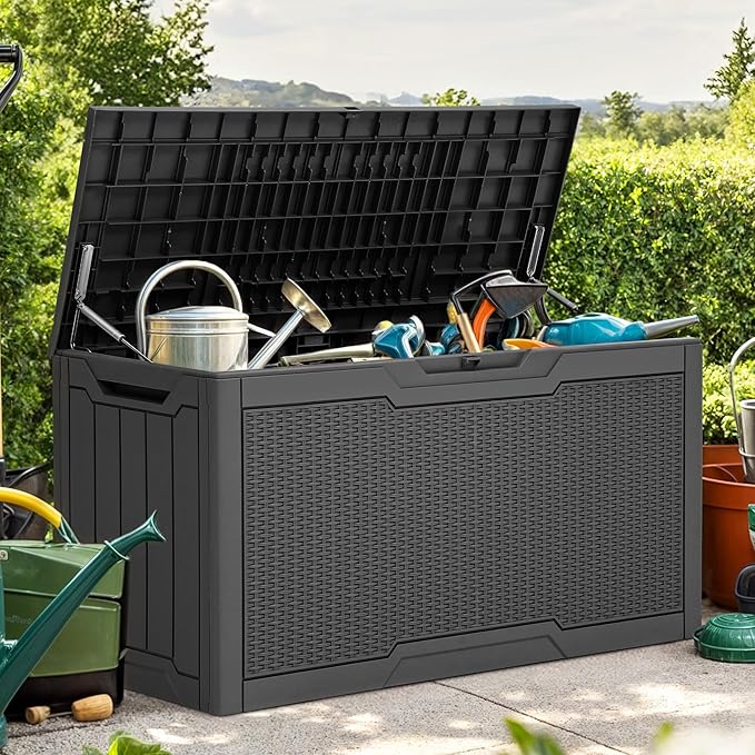 YITAHOME 80 Gallon Resin Deck Box, Weather Resistant Outdoor Rattan Storage Box by YITAHOME