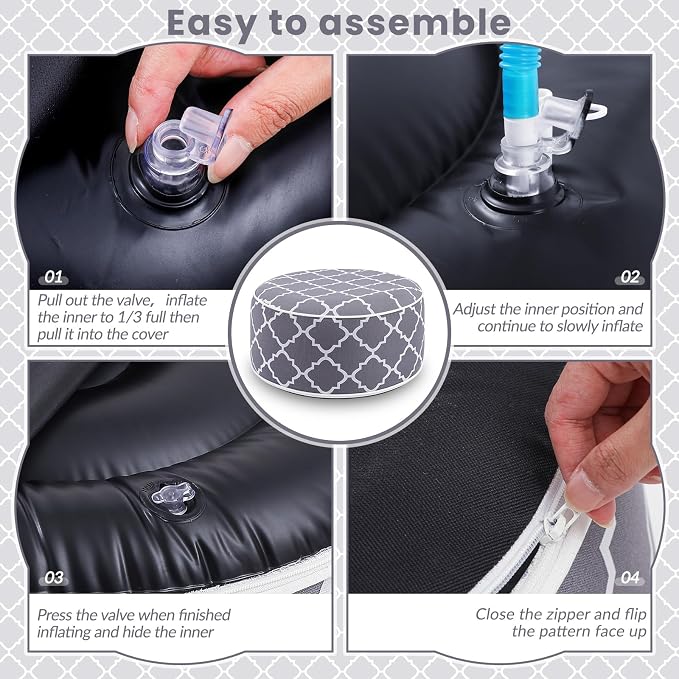 Juexica 2 Pack Outdoor/Indoor Inflatable Ottoman, All Weather Round Pouf - Image 5