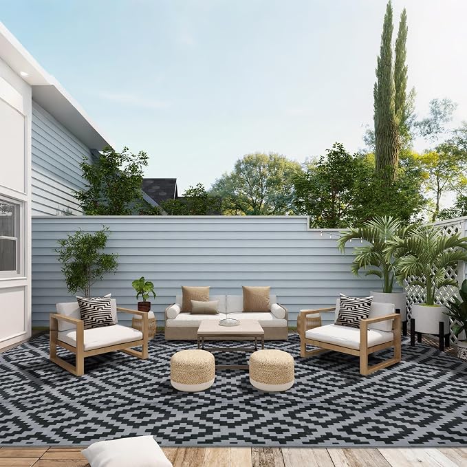 SAND MINE Waterproof Outdoor Rug 10x20 ft, Plastic Reversible Rug, Modern Area - Image 5