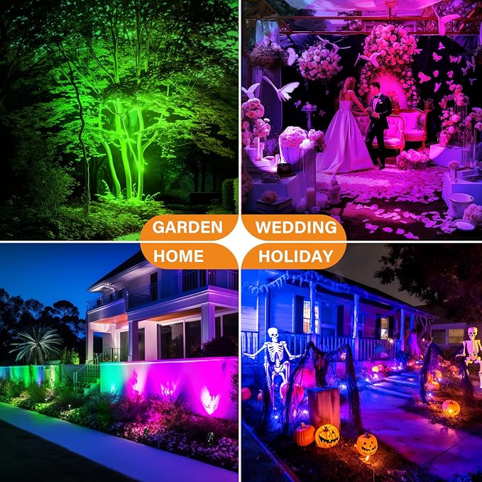 Halloween Christmas RGBW Landscape Light Outdoor, 10W Color Changing Low - Image 7