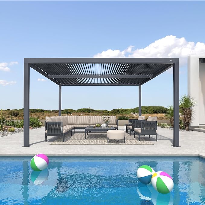 PURPLE LEAF LED Louvered Pergola 94AS 12'x 14' Full Aluminum Frame and - Image 2