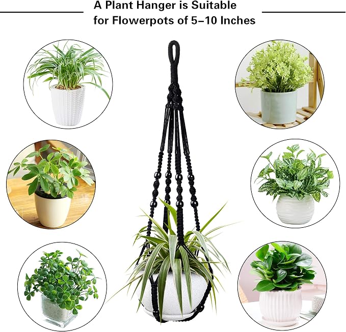 Augshy Macrame Hanging Planter, 2 Pack Hanging Planters - Image 4