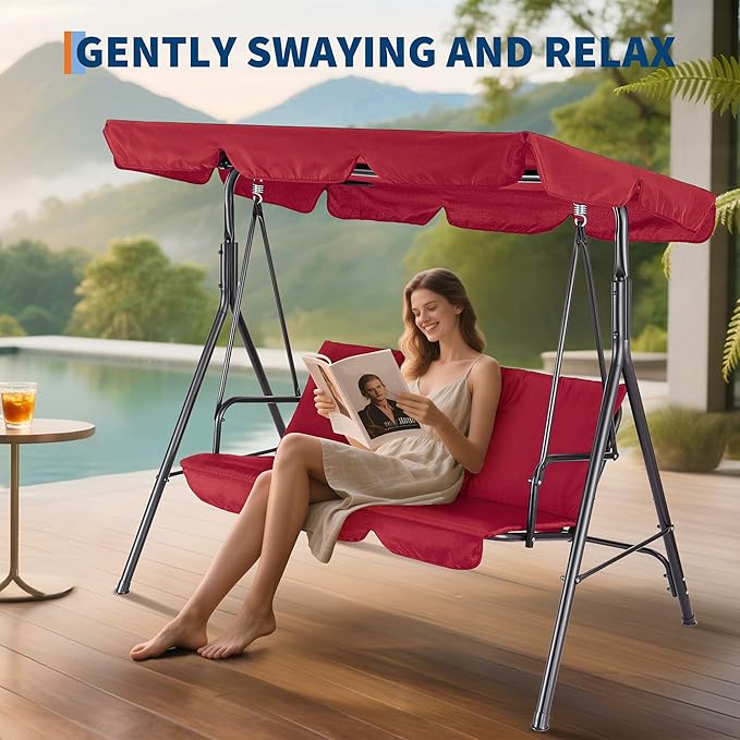 Porch Swing Chair with Adjustable Canopy - Image 7