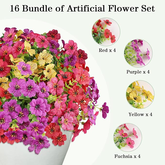 AGIRL 16 Bundles Artificial Flowers - Image 2