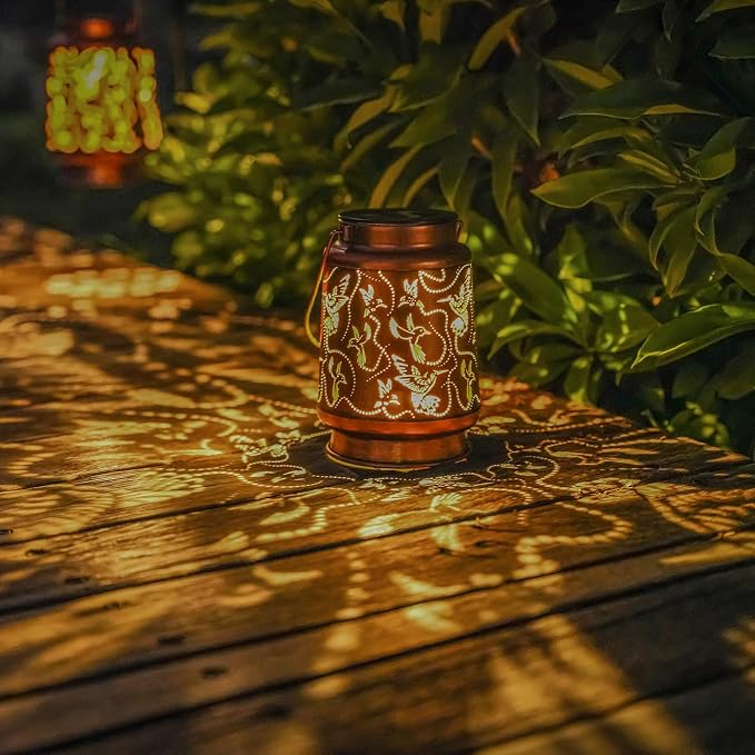 2 Pack Solar Hummingbird Lanterns Outdoor Hanging Decor Lantern, Waterproof - Image 6