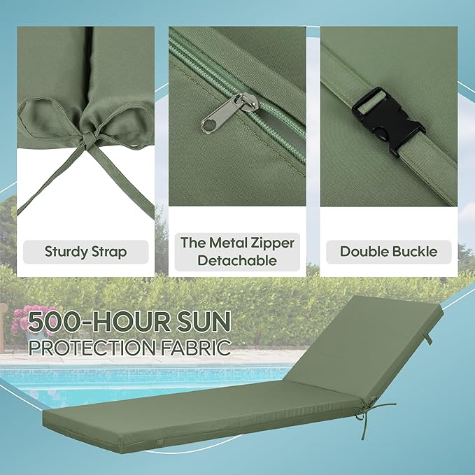 Only choice Outdoor Chaise Lounge Cushion Set of 2, Replacement Seat Cushion - Image 4