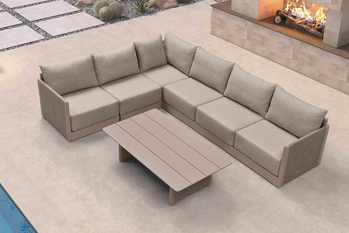 PURPLE LEAF Patio Furniture Set 7 Pieces Outdoor Conversation Sets PP Rope - Image 2