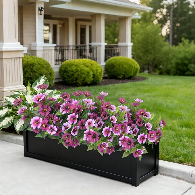 Fake Artificial Flowers for Outdoors Decoration, 4 Bundles Silk Faux Spring - Image 4