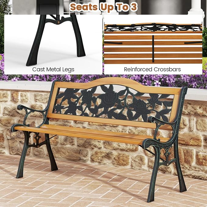 Tangkula Outdoor Garden Bench Park Bench, Patio Furniture Bench Chair - Image 6