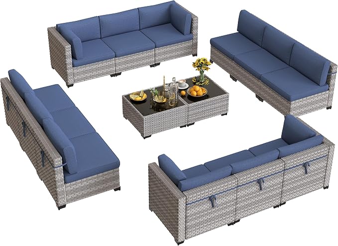 12-Seat Modular Patio Furniture Set – Outdoor Wicker Sectional Sofa - Image 9