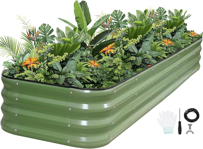 5-in-1 Adjustable Raised Garden Bed Kit | Galvanized Planter Boxes by GGOODGAIN