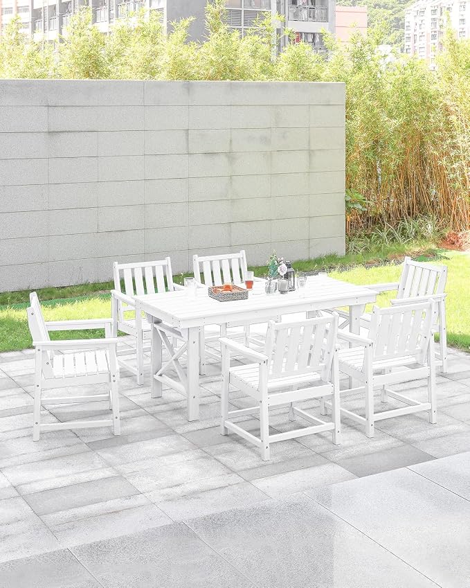 Patio Dining Chair Set of 2, HDPE Outdoor Dining Chair, Ergonomic HDPE Dining - Image 4