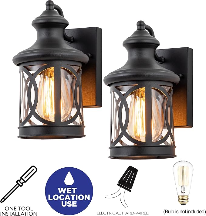 2-Pack Outdoor Wall Lights, Porch Lights, Waterproof Outdoor Wall Sconce - Image 4