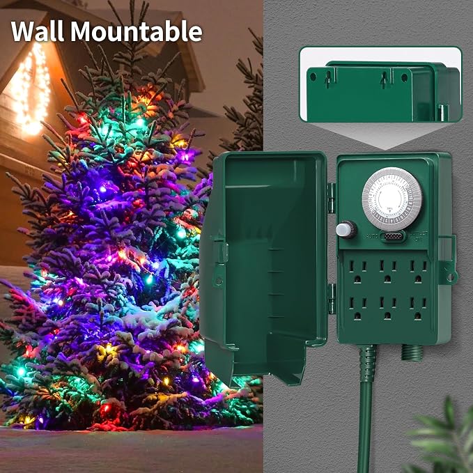 SURAIELEC Outdoor Power Stake, 24-Hour Mechanical Light Timer, Electrical Power - Image 6