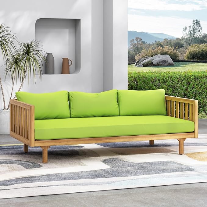 Merax Outdoor Acacia Wood Daybed, 3 Seater Day Bed Couch Sofa by Merax