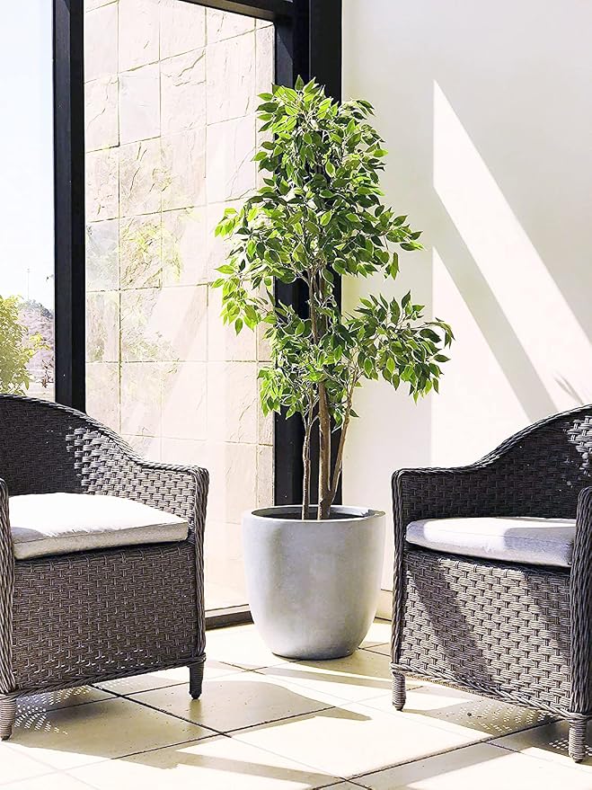 Kante 14 Inch Dia Round Concrete Planter, Indoor Outdoor Large Plant Pot - Image 5