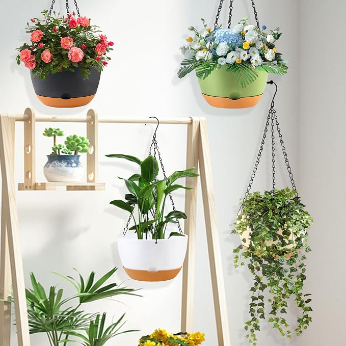 8/10/12 inch Plant Pot Hanging Planters Self Watering Pots - Image 5