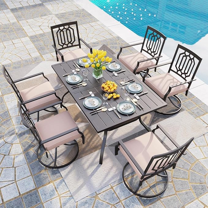 PHI VILLA 7 Pieces Patio Dining Set - Image 6