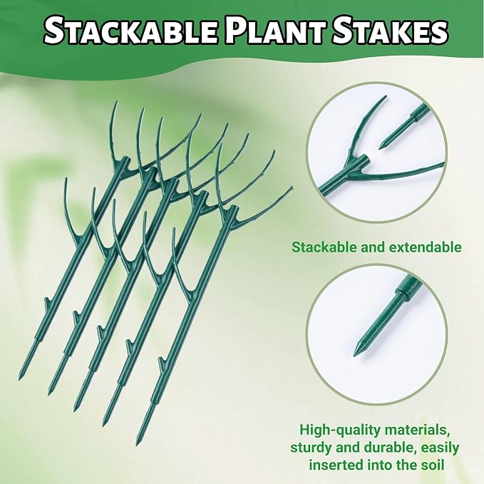 5 Pack Adjustable Plant Support Stakes, Stackable Plant Support Pole - Image 5