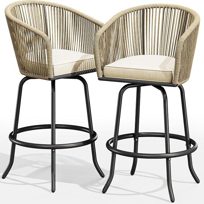 YITAHOME Counter Height Bar Stools Set of 2, Outdoor Bar Stools - Image 9