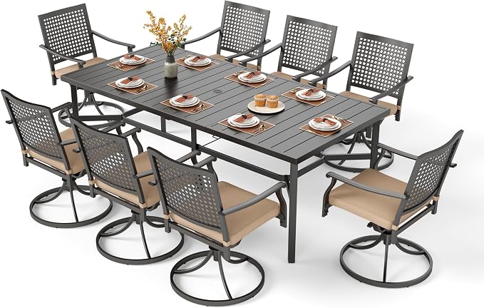 PHI VILLA 9 Pieces Outdoor Dining Set by PHIVILLAThepioneerofcomfortablehouseholdsupplies