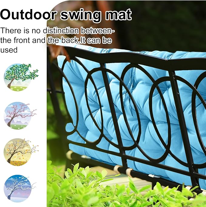 Waterproof Porch Swing Cushion Replacement, Thick 4" 2–3 Seat Outdoor Swing - Image 4