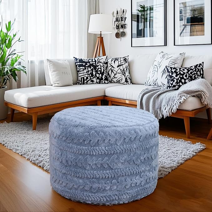Asuprui Round Footstool Ottoman, 20x14 Inches Multi-Functional Modern Foot Stool - Image 7