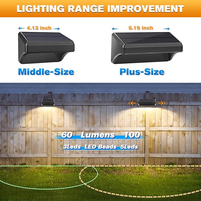 Aulanto Solar Fence Lights 8 Pack, Fence Solar Lights IP65 Waterproof, Warm - Image 7