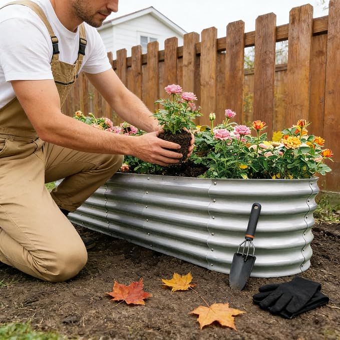 Gardmax Galvanized Raised Garden Bed, Lightweight Planter Boxes Outdoor - Image 8
