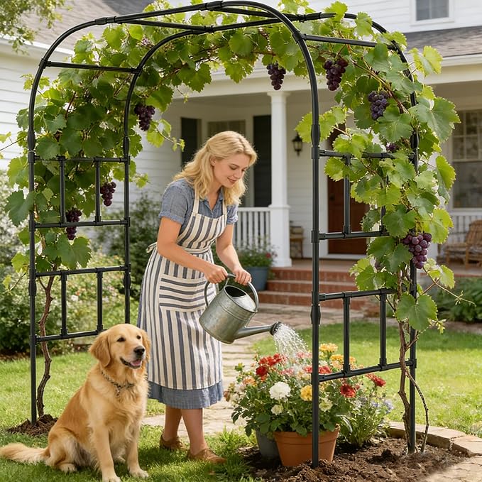 Tall Garden Arch Trellis for Climbing Plants, 87in Tall Metal Plant Support - Image 2