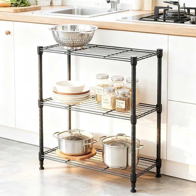 450 lbs Steel Storage Shelving 3-Tier Utility Shelving Unit Steel Organizer - Image 6