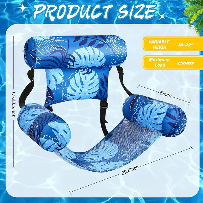 2 Pack Inflatable Pool Float for Adult Adjustable Hammock Float Chair Fabric - Image 2