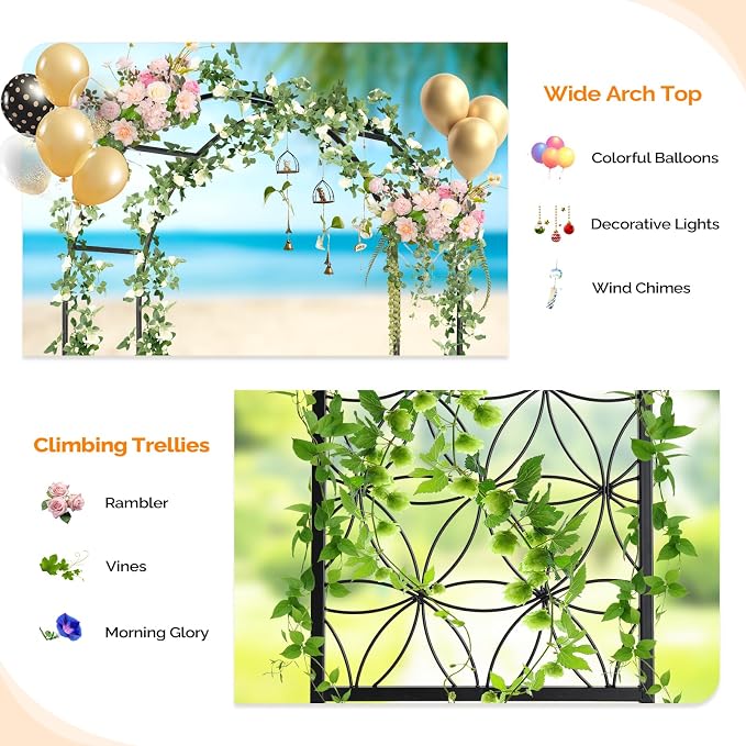 VINGLI Garden Arch Trellis, 7.6ft Arch Trellis - Image 4