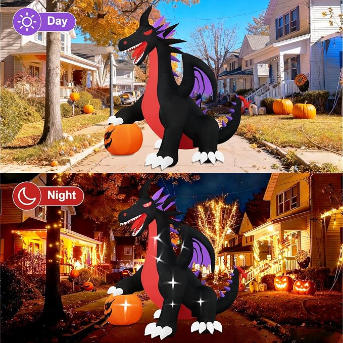Popblow 10Ft Tall Halloween Inflatables Giant Pumpkin Dragon Outdoor Decorations - Image 6