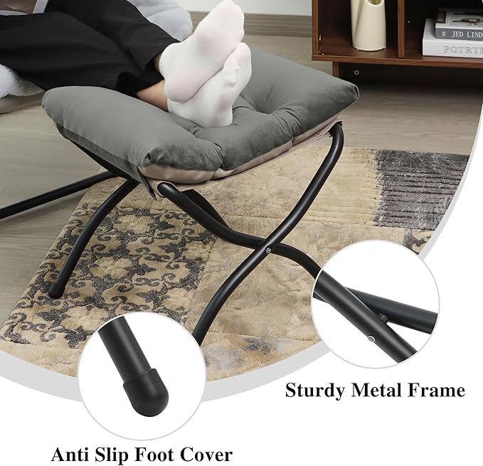 15" Folding Ottoman, Foldable Footrest Stool, Small Foot Stool - Image 6