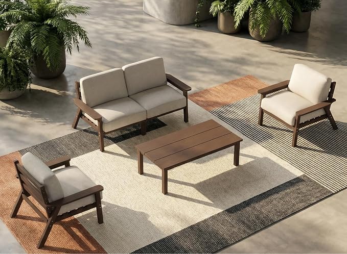 HDPE 5 Piece Patio Furniture Set, Outdoor Sectional Furniture by PatioKingdom