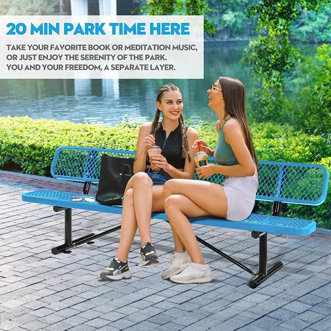 8FT/96INCH Heavy Duty Metal Park Bench - Image 3