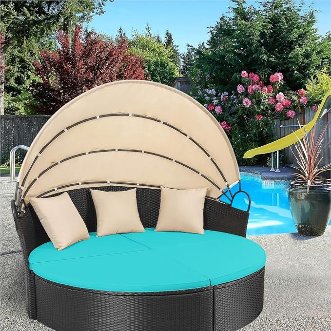 Outdoor Round daybed Cushion Cover, 4 in 1 Cushion Cover - Image 6