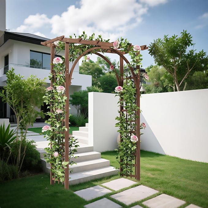 85 inch Garden Arbor Arch, Solid Wood Wedding Arch Ceremony Backyard, Rustic - Image 5