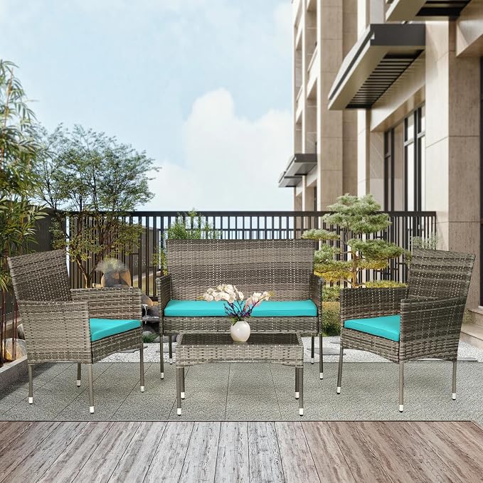 PayLessHere Outdoor Furniture Set 4 Pcs Modular Patio Furniture Set Water - Image 8