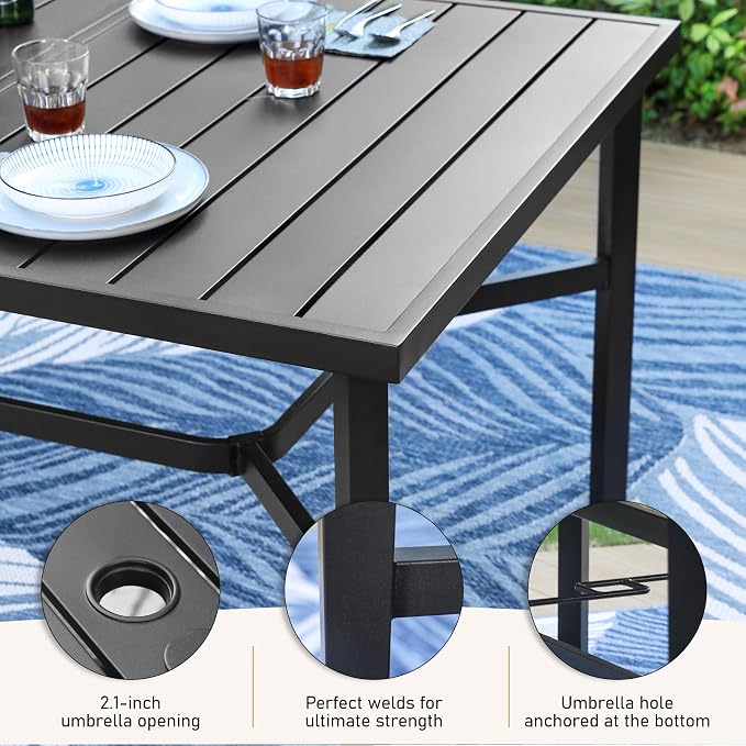 Patio Dining Set 9 PCS, 8 Stable Outdoor Dining Chairs - Image 7