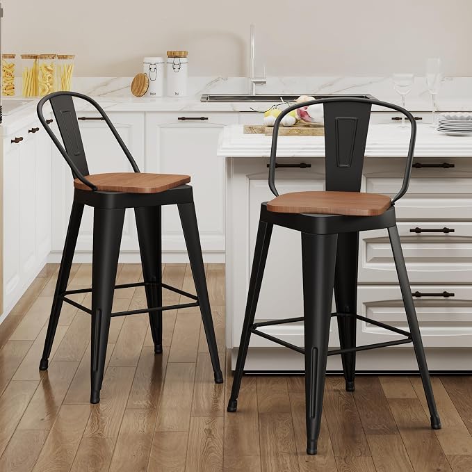 Aklaus Swivel Metal Bar Stools 24 inch Swivel Counter Height Barstools Set of 2 - Image 9