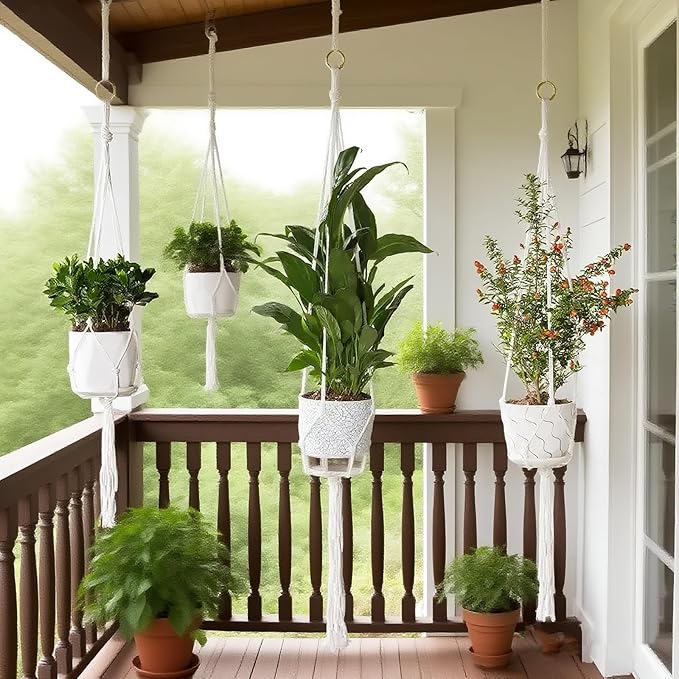3 Pack Macrame Plant Hanger Indoor, 35 41 47 Inch Handmade Boho Hanging Planter - Image 7