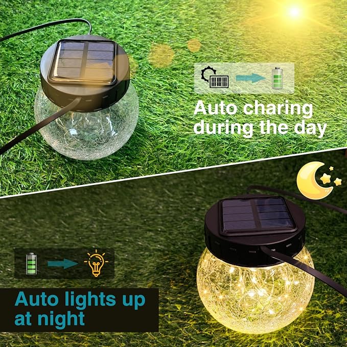 Kolpop Solar Lantern, 2 Pack Solar Lights Outdoor Waterproof - Image 3