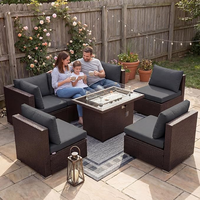 NICESOUL 7 Piece Large Size Outdoor Patio Furniture Set by NICESOUL