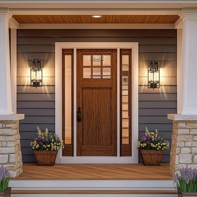 Dusk to Dawn Outdoor Front Porch Light Fixtures Wall Mount Gold-Swept Black - Image 6
