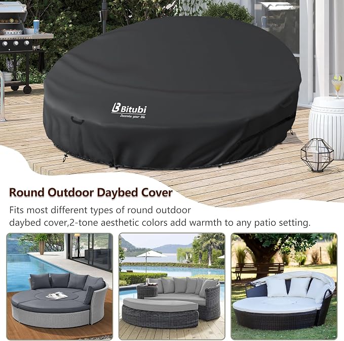 Bitubi 75 Inch Heavy Duty Waterproof Outdoor Daybed Cover - Image 4